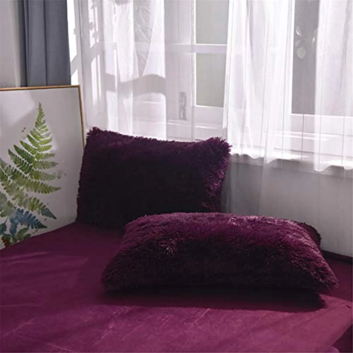 Shaggy Fluffy Queen Duvet Cover Set,3 PCS - Luxury Long Fleece