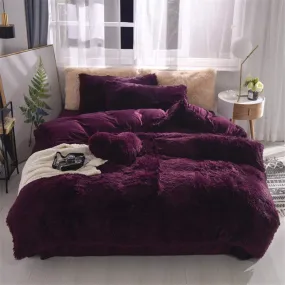 Shaggy Fluffy Queen Duvet Cover Set,3 PCS - Luxury Long Fleece