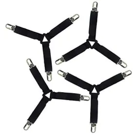 Sheet clip 4 pieces elastic band, black color.