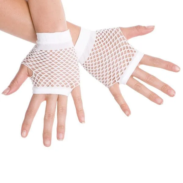 Short Fishnet Gloves - White