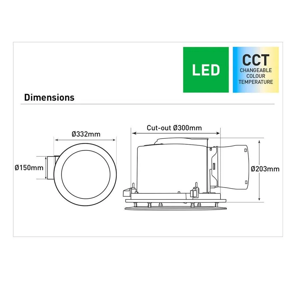 Steady DC 24/7 Exhaust Fan with CCT LED Light in White