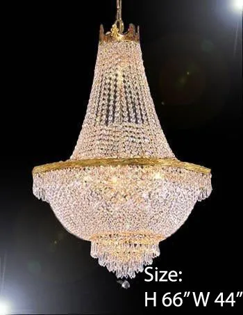 Swarovski Crystal Trimmed Chandelier 44X66" French Empire Crystal Chandelier Lighting Gold Chandeliers - Go-A93-870/24 Sw