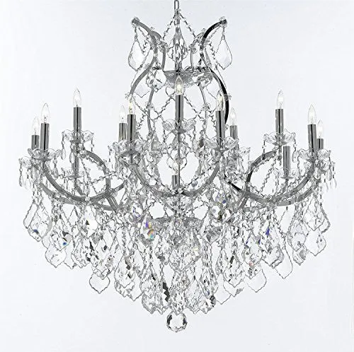 Swarovski Crystal Trimmed Chandelier Maria Theresa Chandelier Lighting Crystal Chandeliers H38 "X W37" Chrome Finish Great For The Dining Room Living Room Family Room Entryway / Foyer - J10-Chrome/26050/15 1Sw