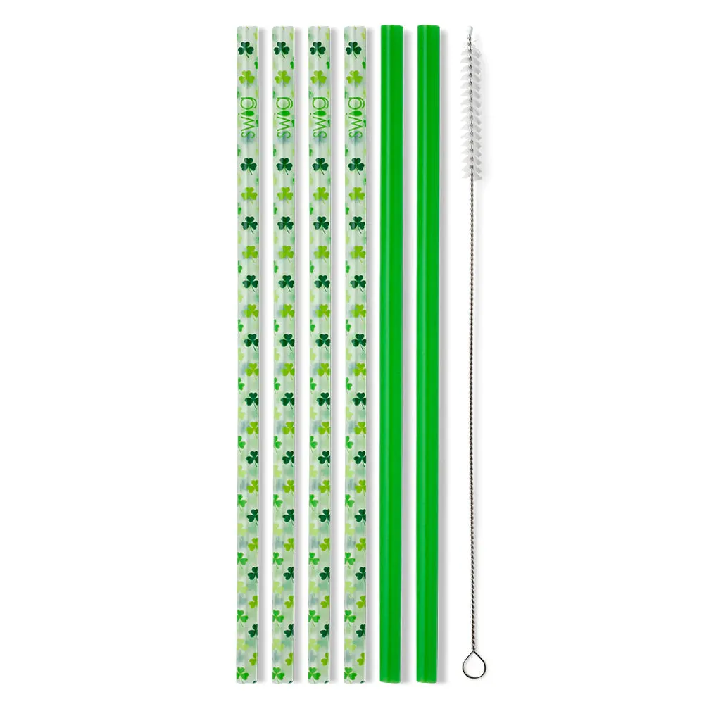 Swig | Pinch Proof   Green Reusable Straw Set