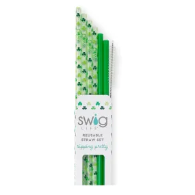 Swig | Pinch Proof   Green Reusable Straw Set