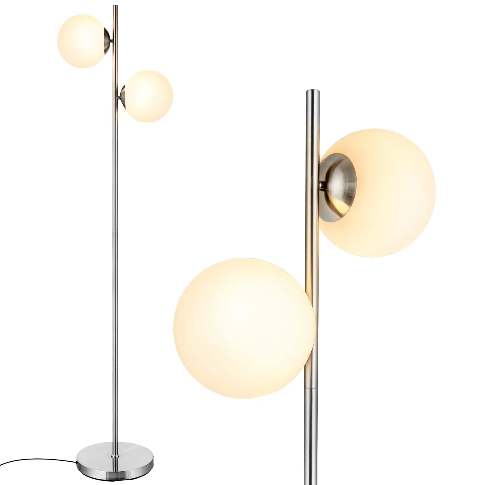 Tangkula Mid Century Globe Floor Lamp with 2 LED Bulbs for Living Room