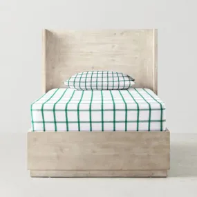 The Baby Atelier 100% Organic Fitted Queen Sheet Green Square