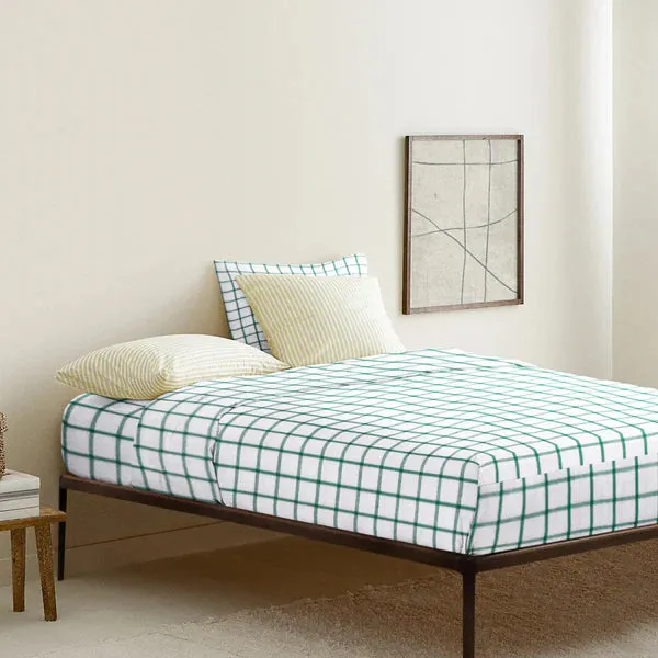 The Baby Atelier 100% Organic Fitted Queen Sheet Green Square