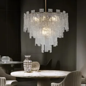 Torhout | Rectangle/Round Frosted Glass Hanging Chandelier for Living Room