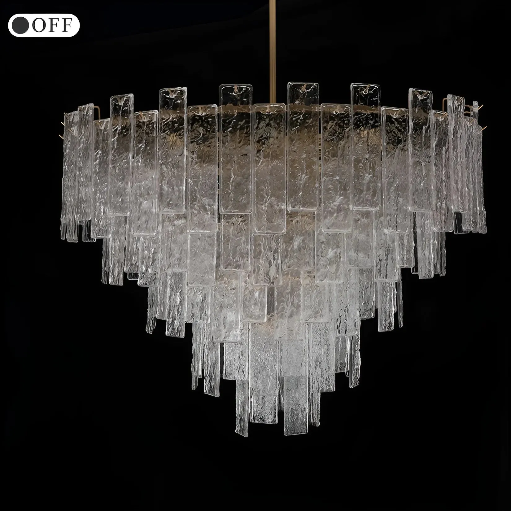 Torhout | Rectangle/Round Frosted Glass Hanging Chandelier for Living Room