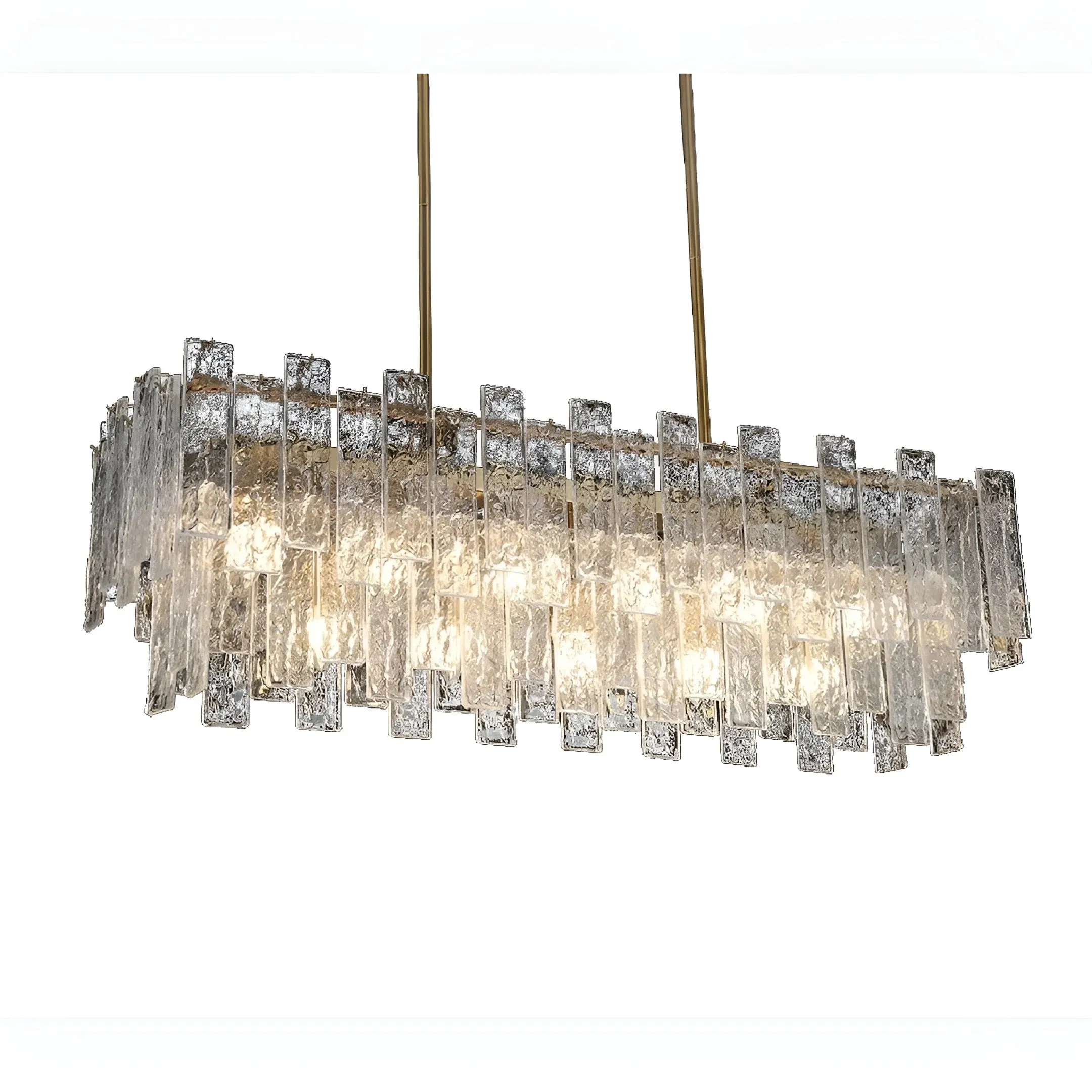 Torhout | Rectangle/Round Frosted Glass Hanging Chandelier for Living Room