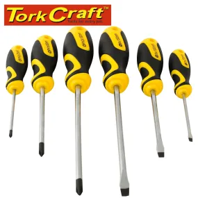 TORK CRAFT 6PC SCREWDRIVER SET WITH WALL MOUNTABLE RACK PH SL KT2552