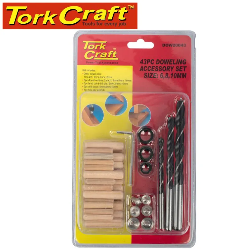 TORK CRAFT DOWEL KIT 6/8/10MM - 43 PIECE DOW20043