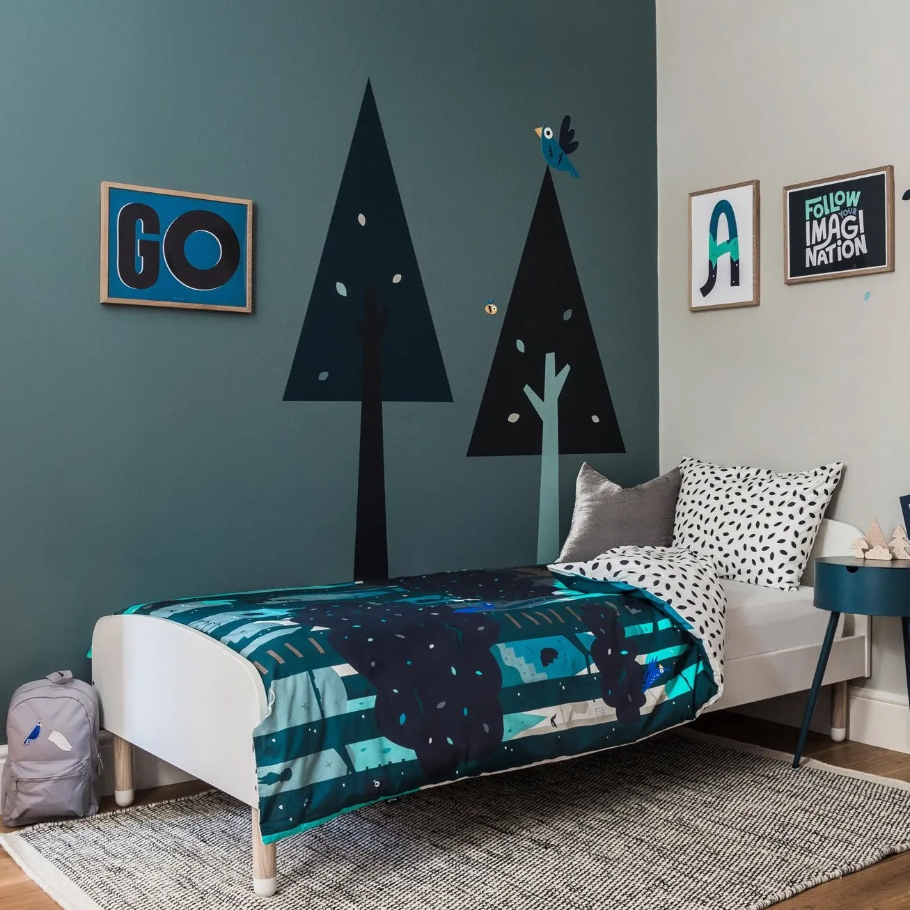 Treetops Kids Bedding by Pea with Vinyl Sticker Set