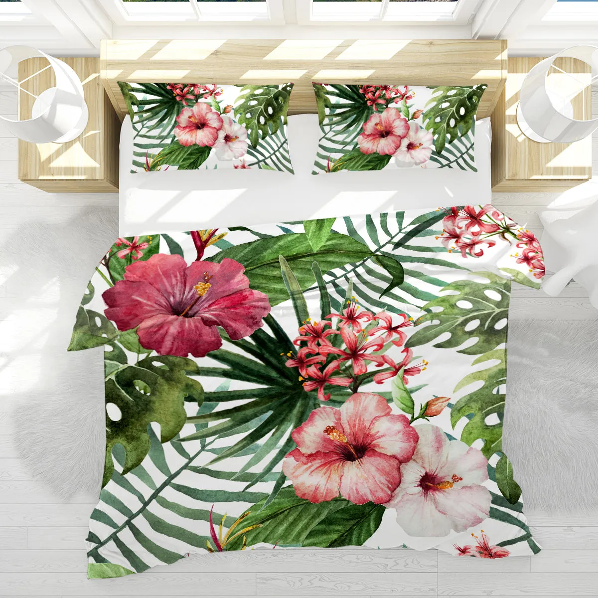 Tropical Hibiscus Reversible Bedcover Set