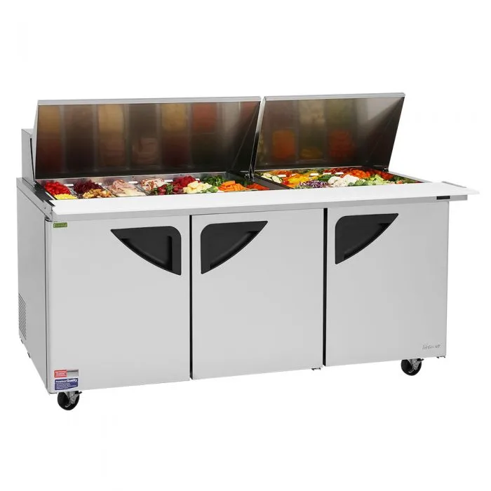 Turbo Air - TST-72SD-30-N, Commercial Prep Table Super Deluxe mega top unit, three-section