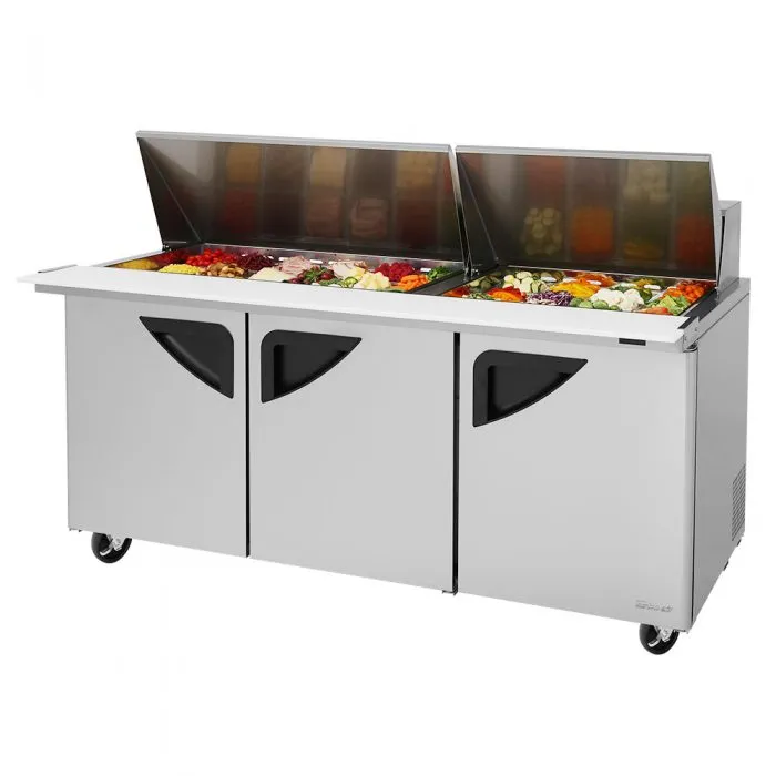 Turbo Air - TST-72SD-30-N, Commercial Prep Table Super Deluxe mega top unit, three-section