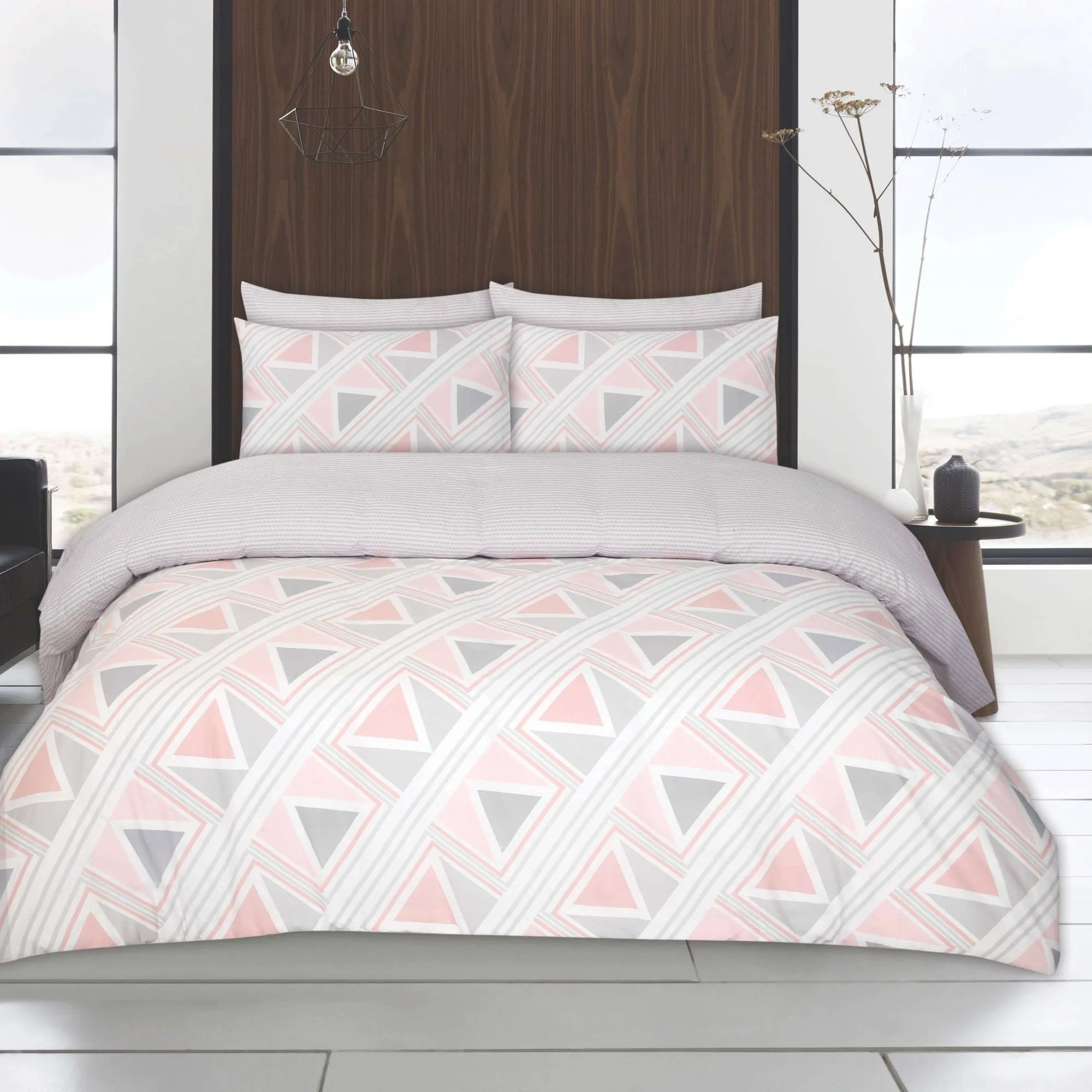 Twin Pack Barnet/Monogram Duvet Set - Blush