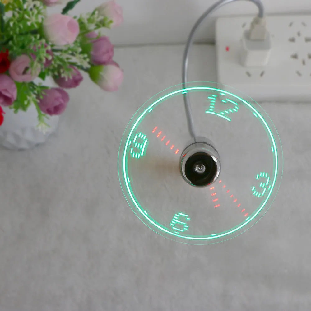 USB Mini Flexible Time LED Clock Fan With LED Light with Flexible Usb Clock