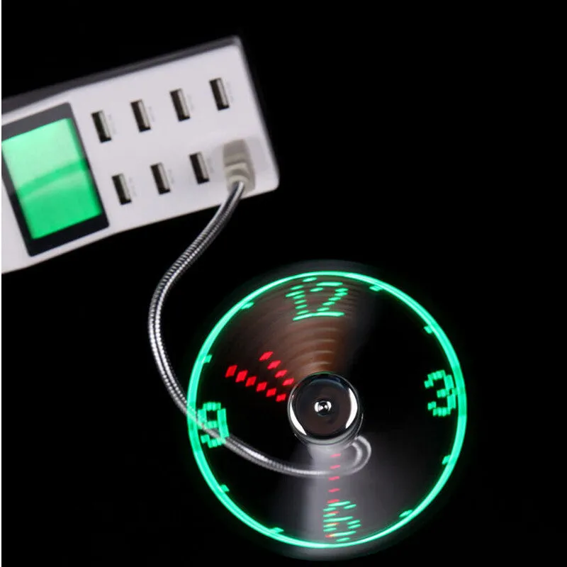 USB Mini Flexible Time LED Clock Fan With LED Light with Flexible Usb Clock