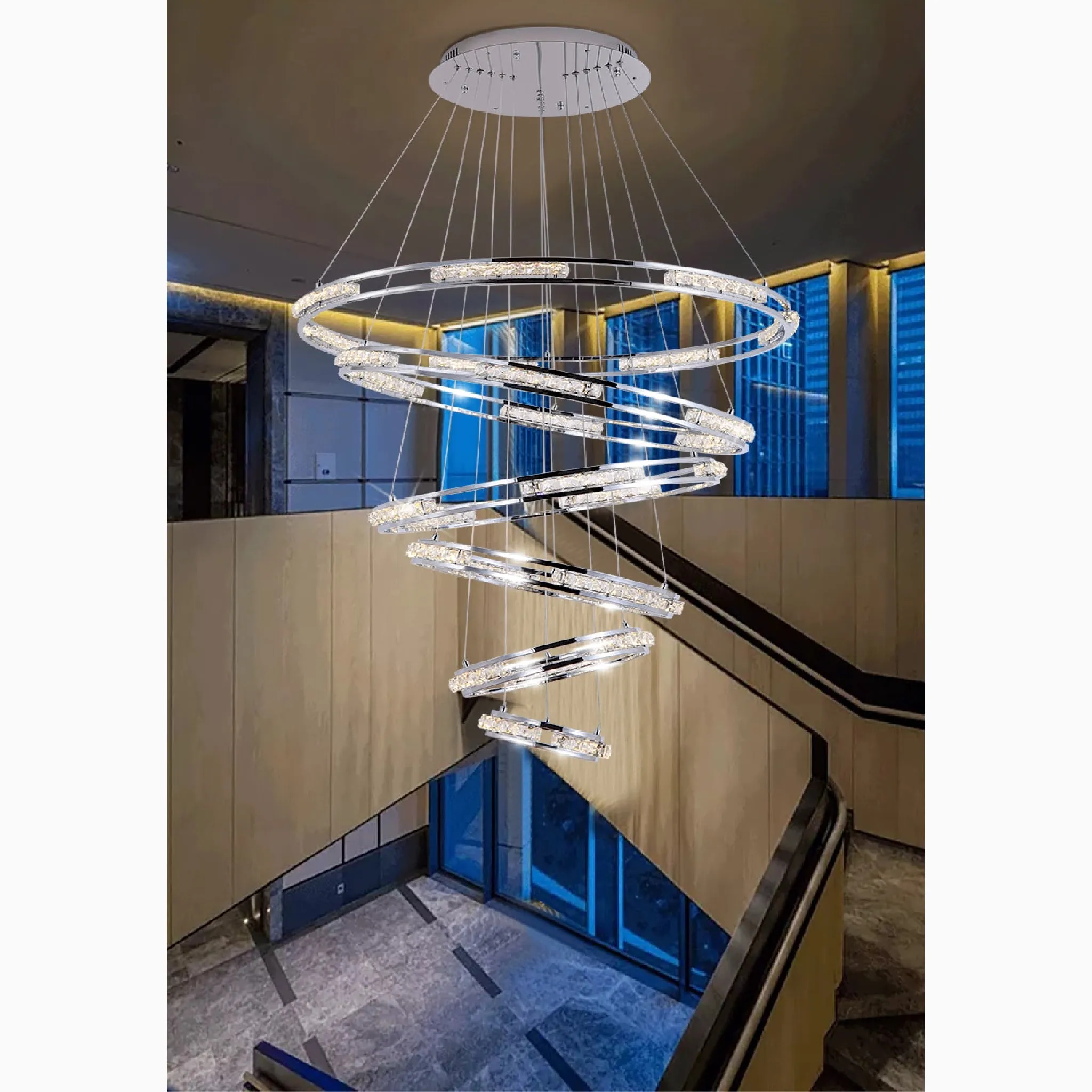 Verbania | Luxury Cascade Crystal Rings LED Chandelier