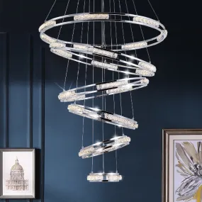 Verbania | Luxury Cascade Crystal Rings LED Chandelier