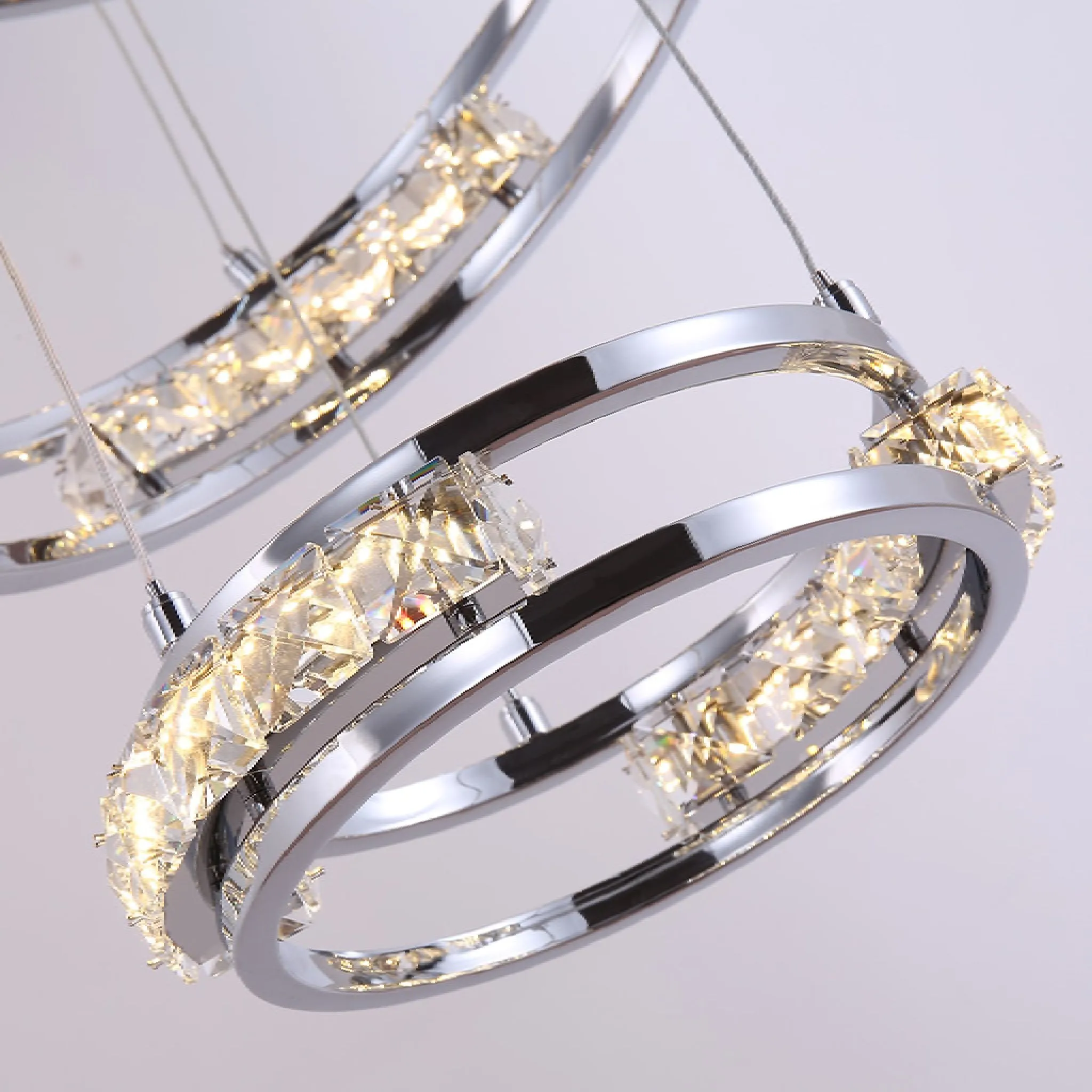 Verbania | Luxury Cascade Crystal Rings LED Chandelier