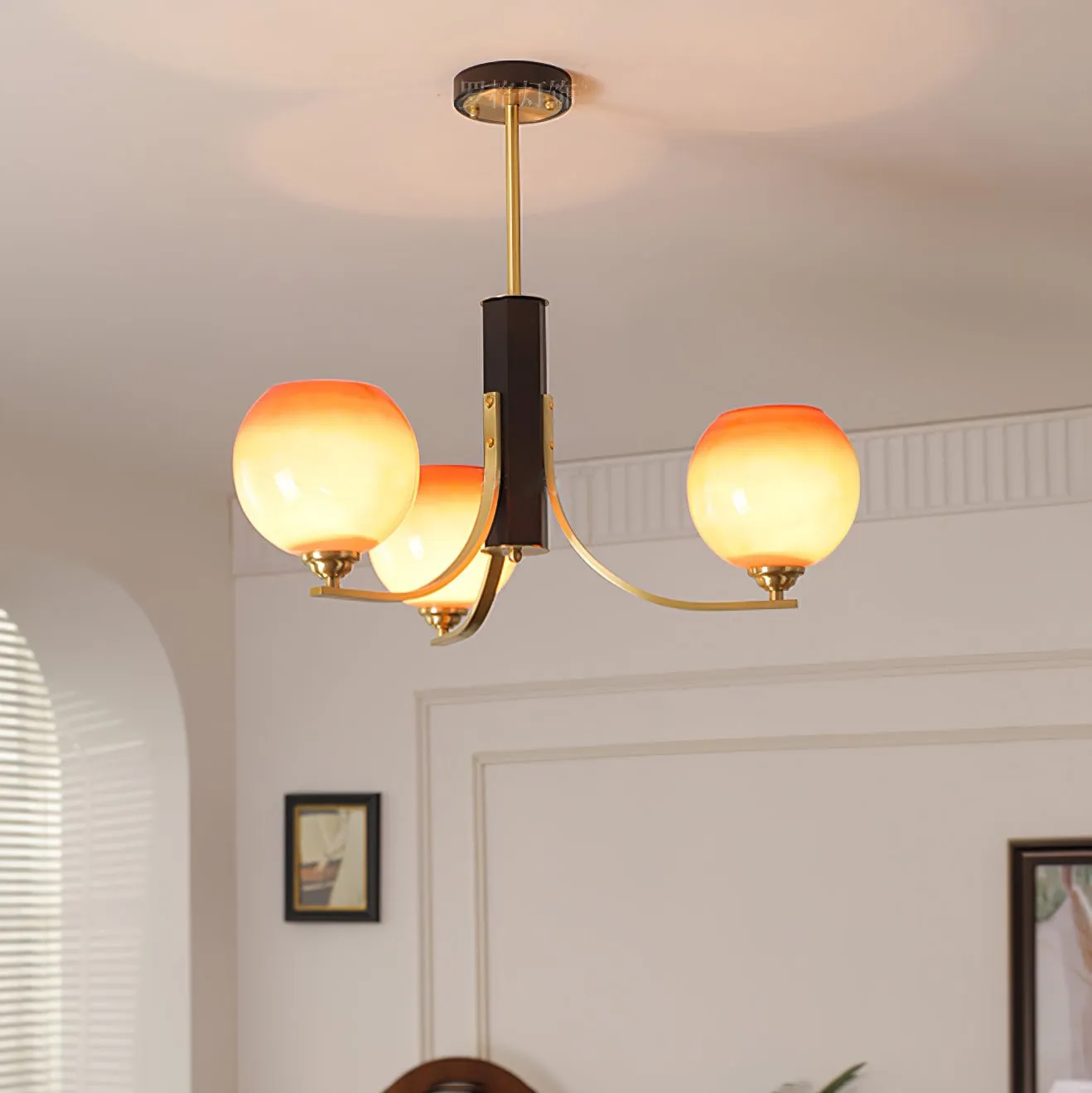 Vintage Caramel Globe Chandelier