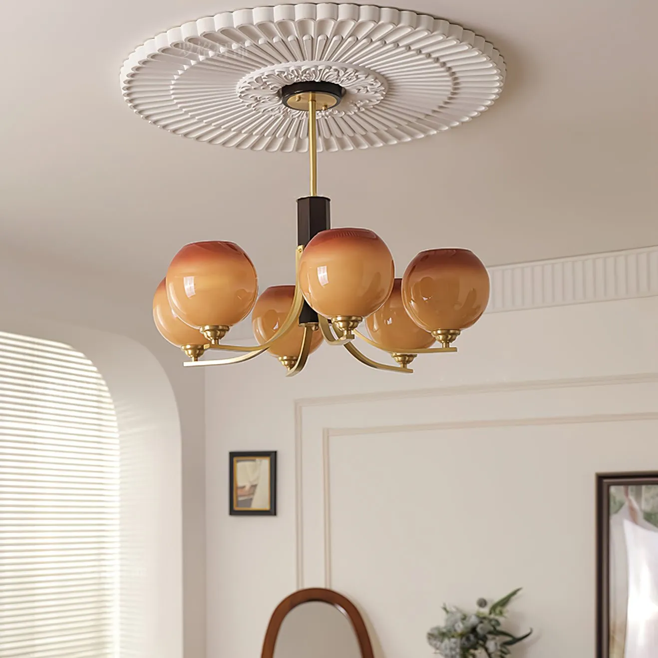 Vintage Caramel Globe Chandelier