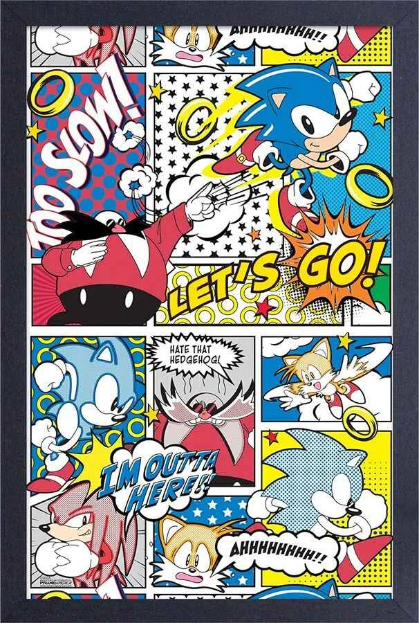 Wall Art Super Sonic Comic 12" x 18" Framed Poster Print