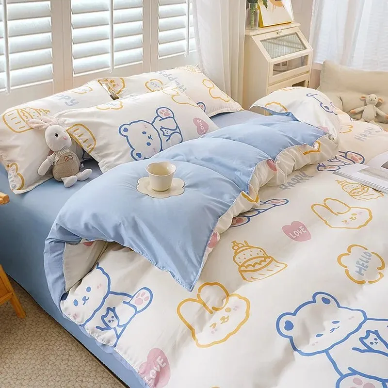 Washed Cotton 4 Piece Bedding Set