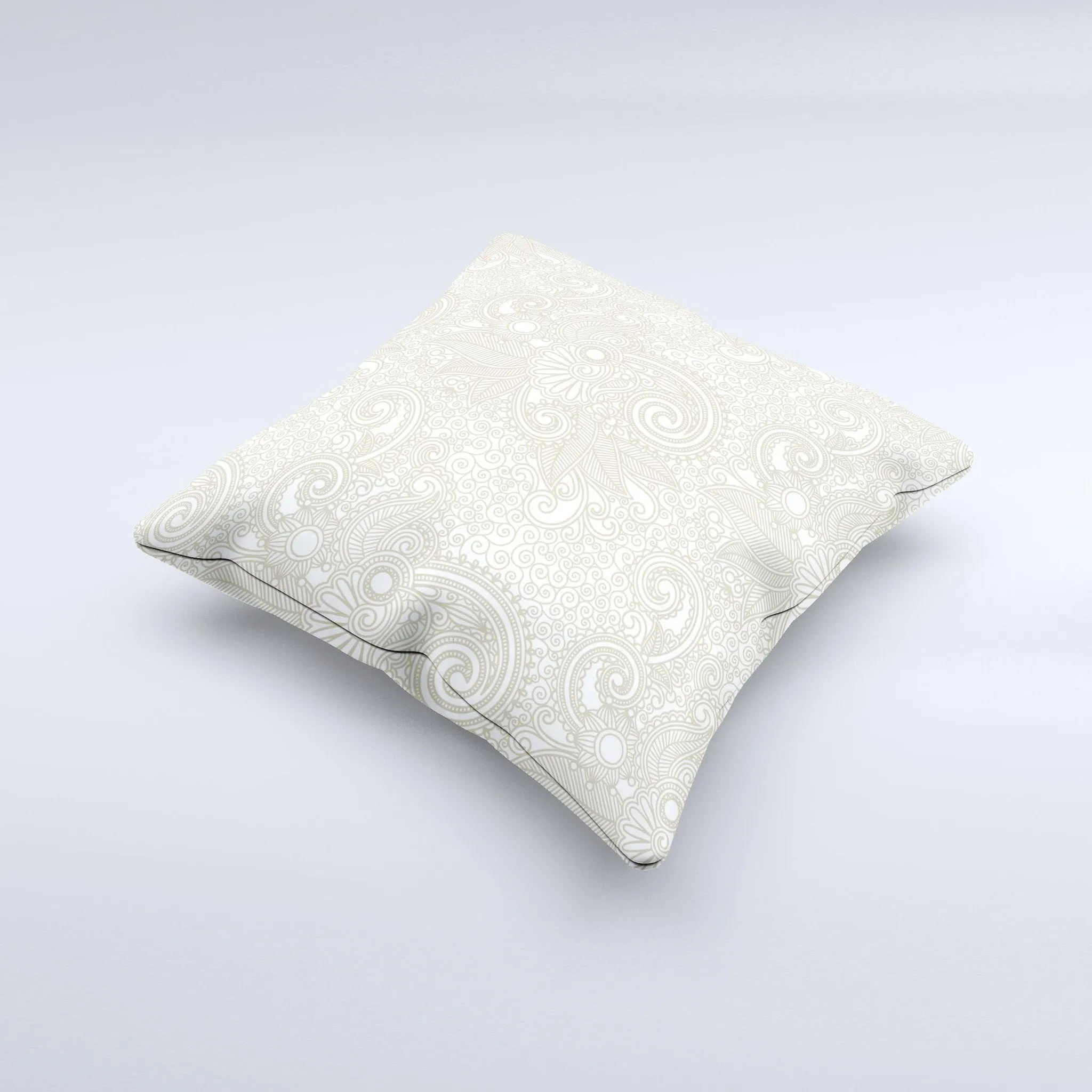 White Vintage Floral Throw Pillow