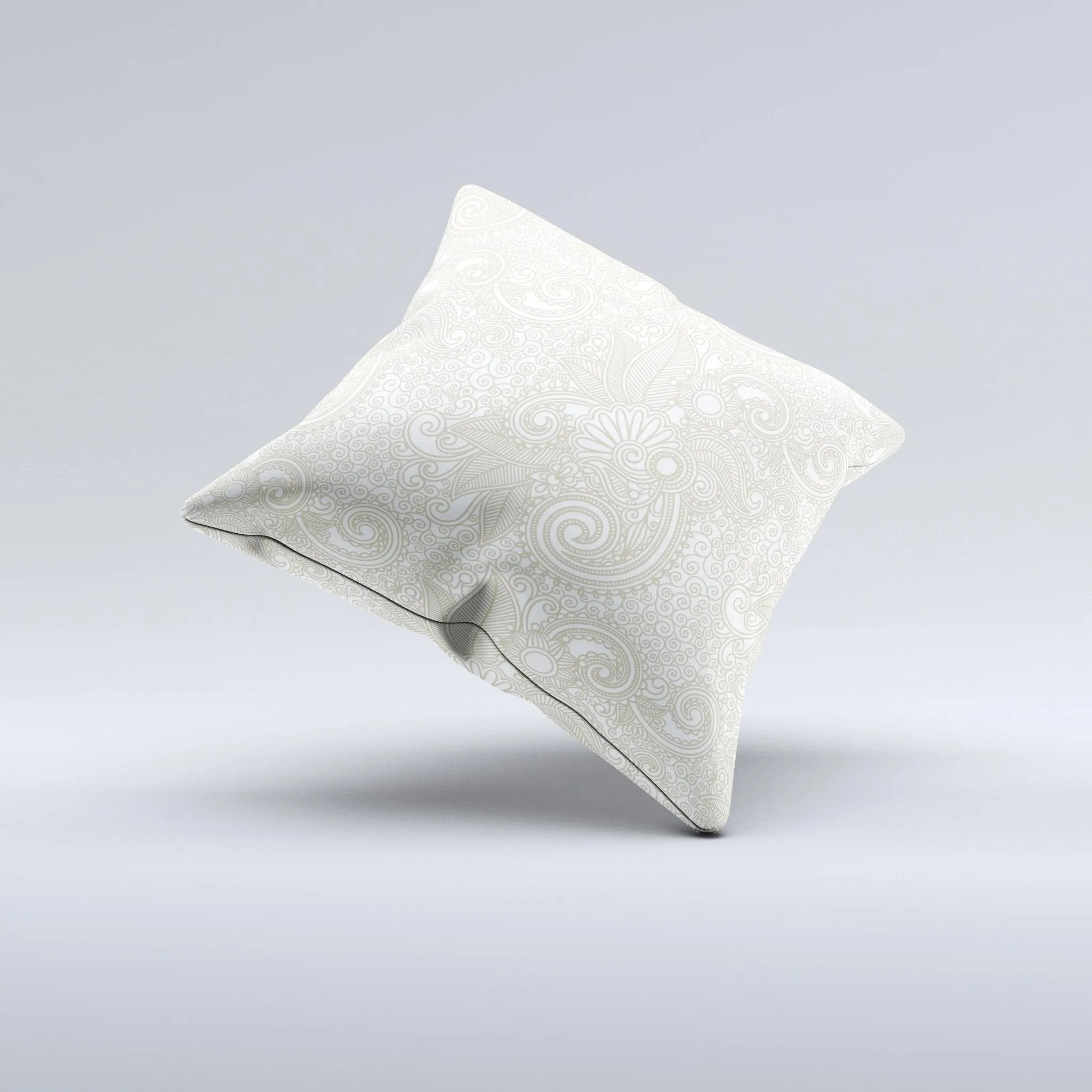 White Vintage Floral Throw Pillow