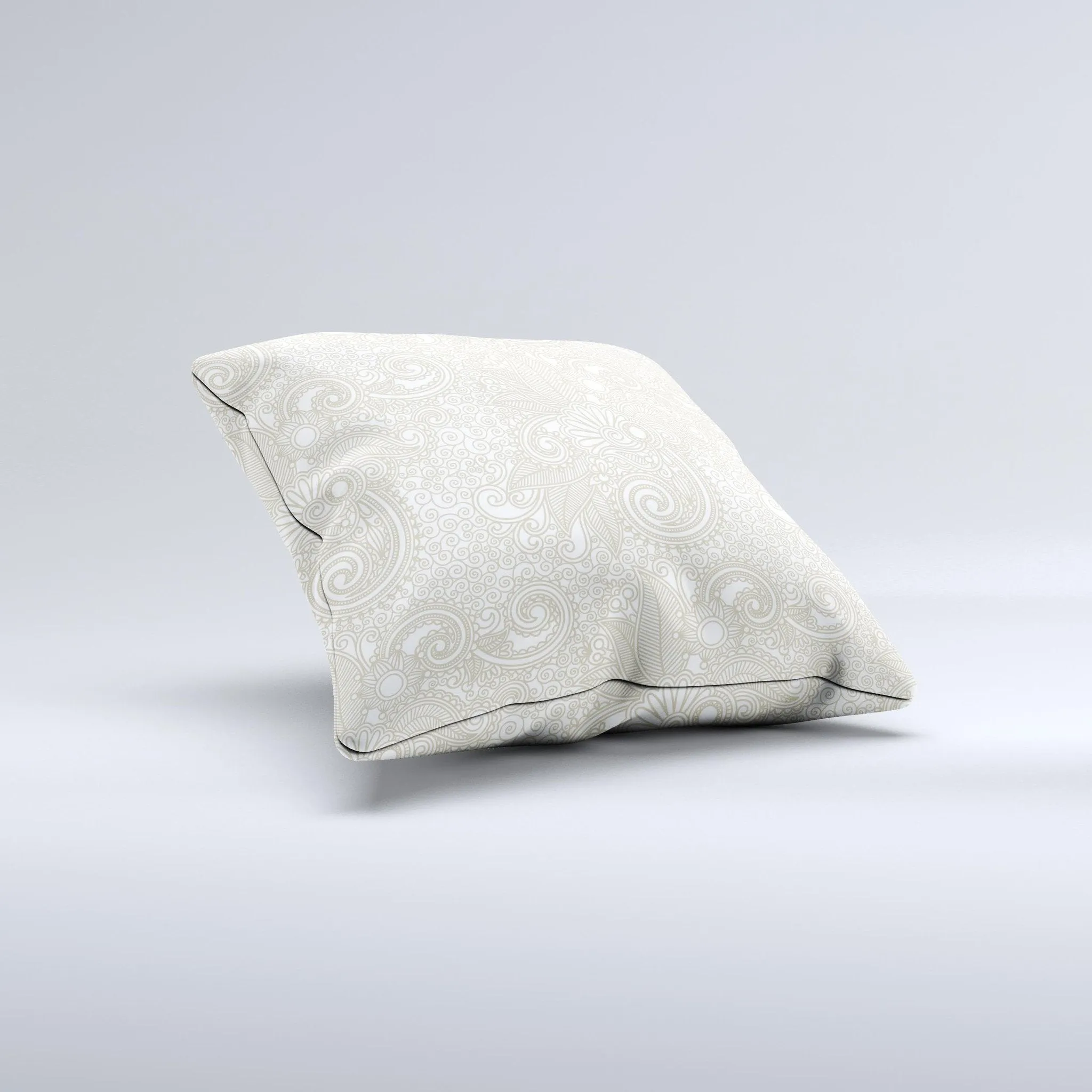 White Vintage Floral Throw Pillow