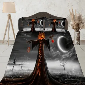 Witchy pumpkin halloween bedding & pillowcase, gothic duvet cover, dorm bedding, goth decor toddler bedding, halloween gift