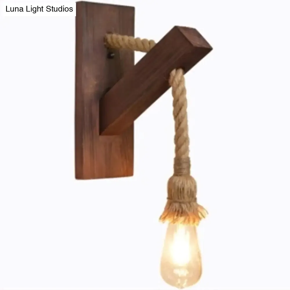 Wooden Wall Lamp: Single Light Bare Bulb Sconce for Bar & Restaurant Lighting