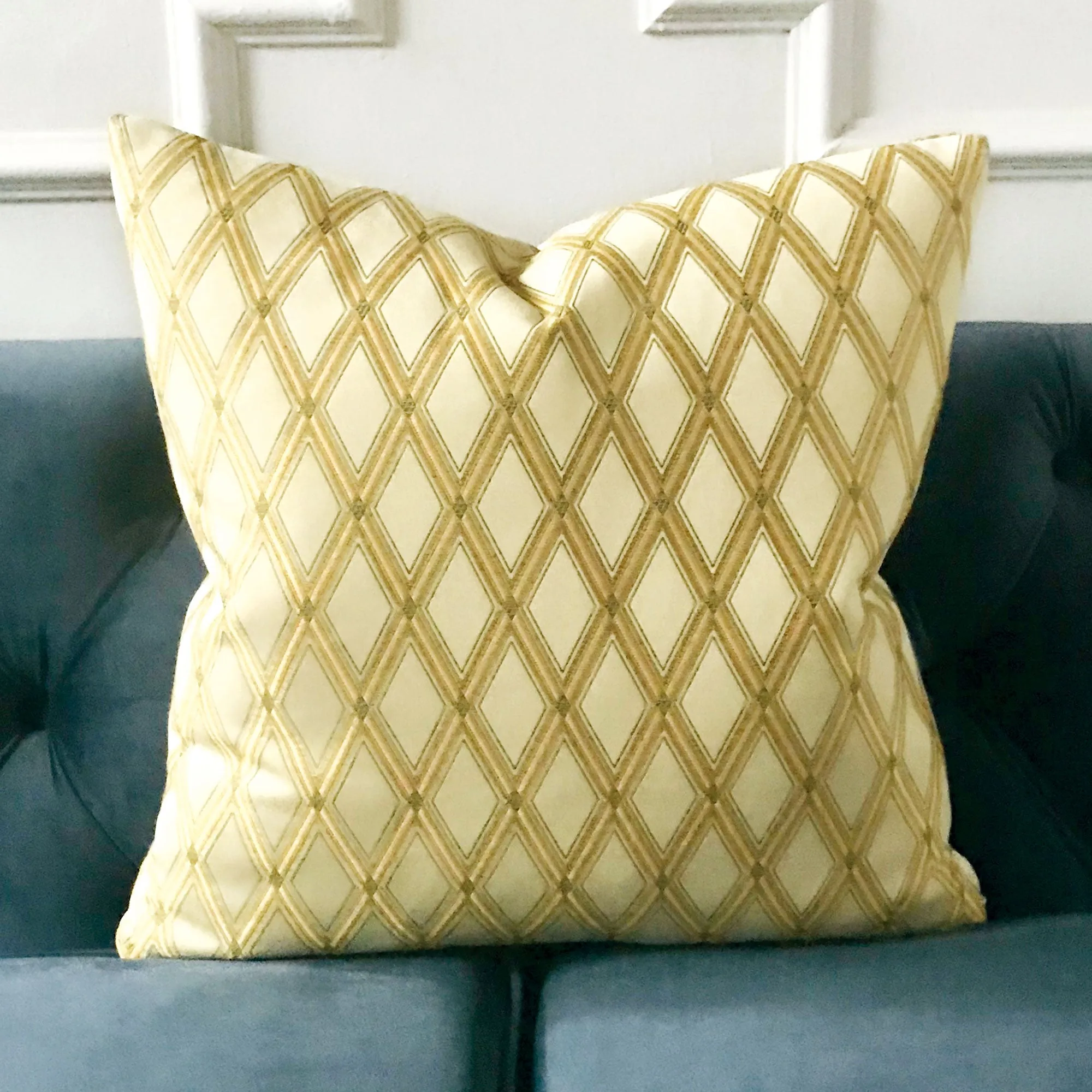 Woven Geometric Diamonds Throw Pillow Cover 18x18