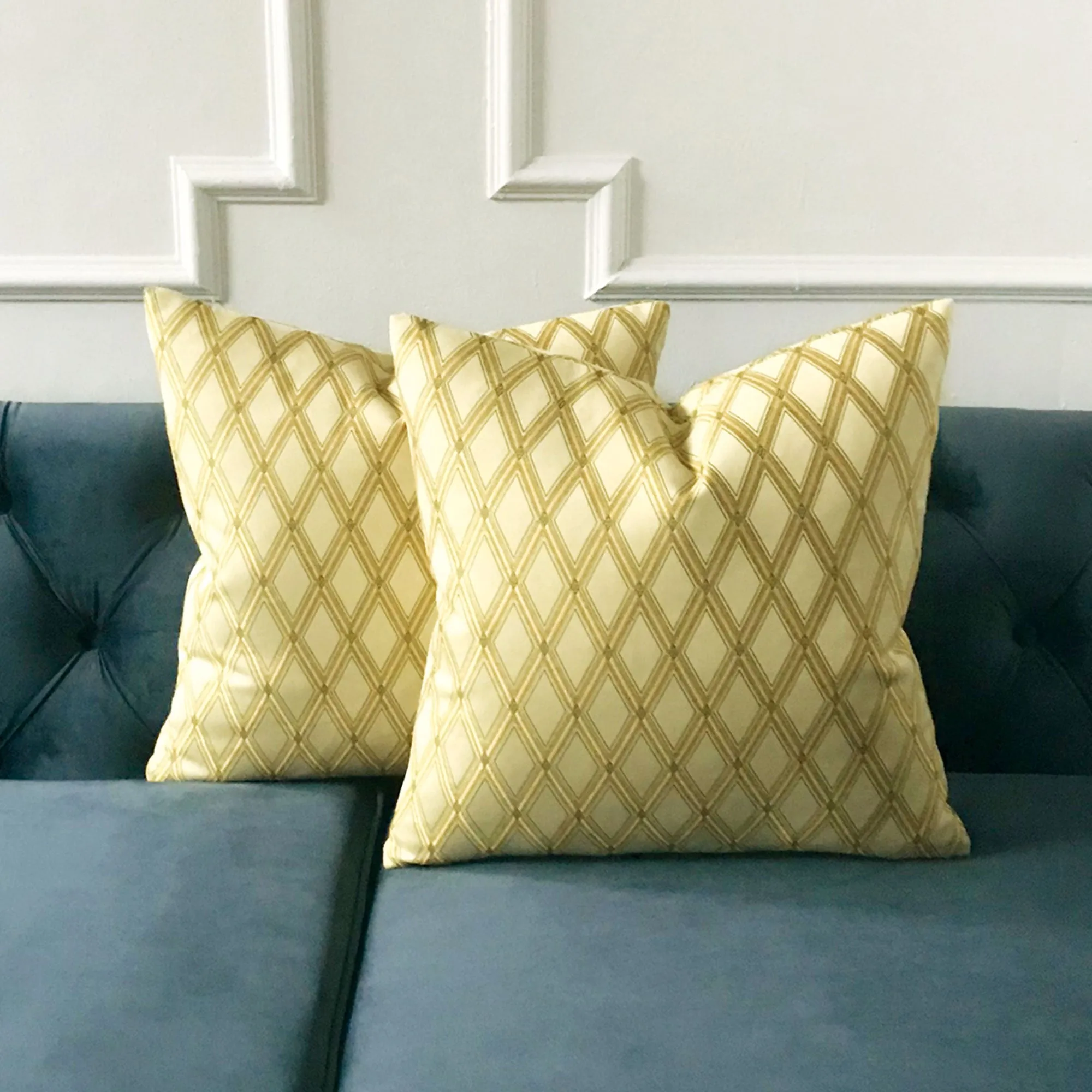 Woven Geometric Diamonds Throw Pillow Cover 18x18