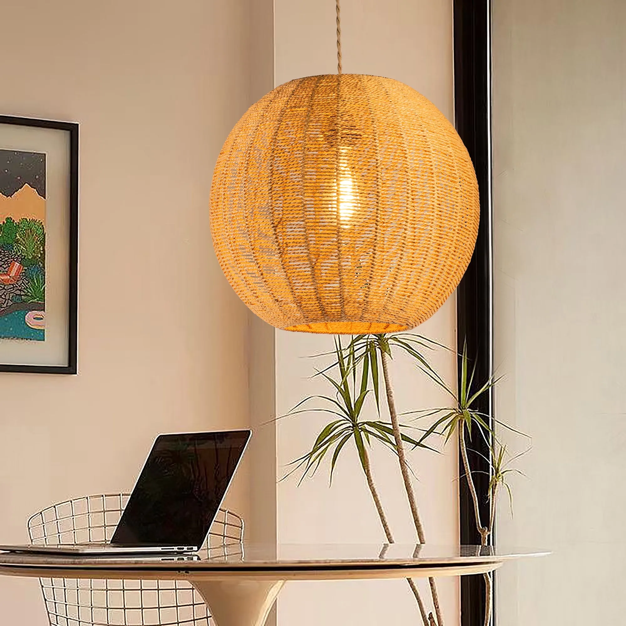 Woven Globe Shape Pendant Light